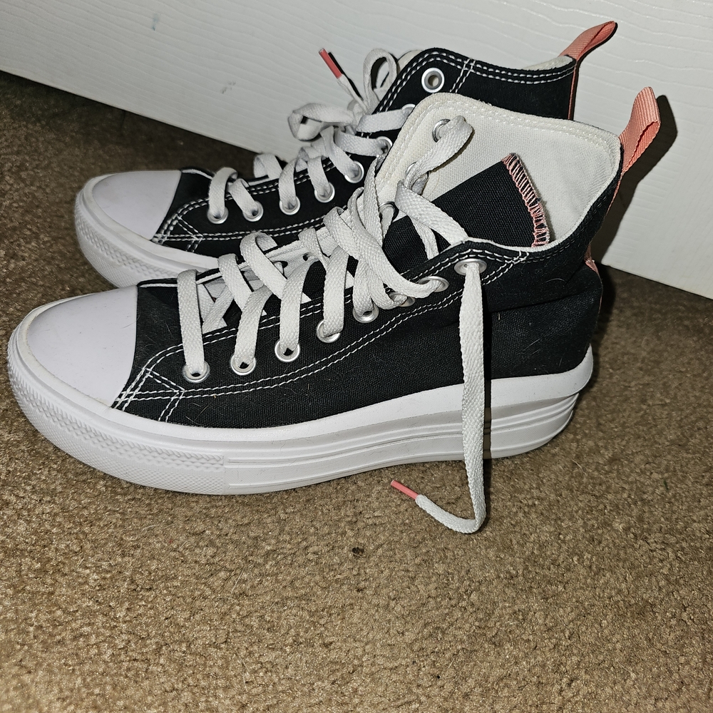 Converse Black and Orange High-Tops